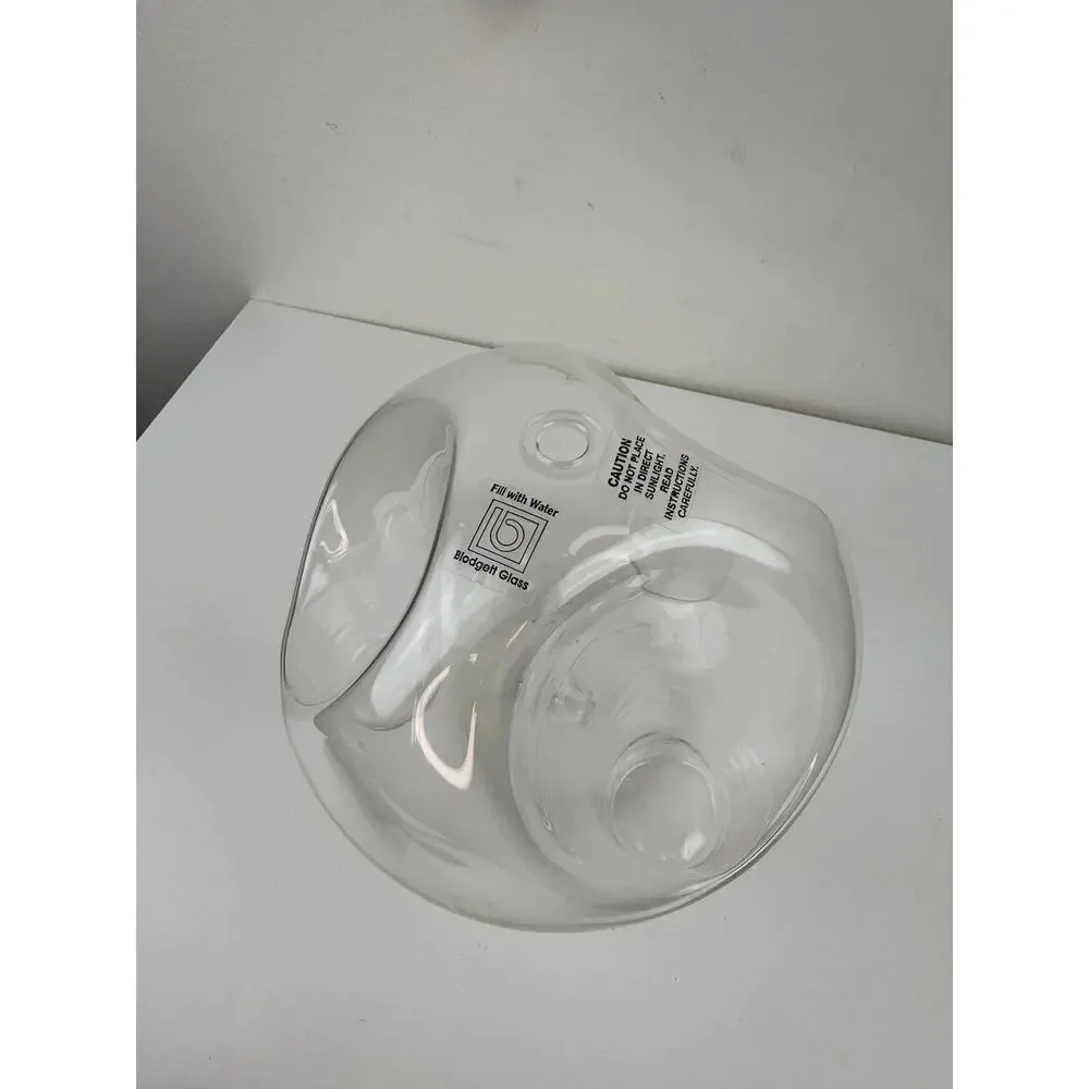 Vintage Blodgett Clear Orb 3-Tealight Candle Holder Bubble Glass Hand Blown